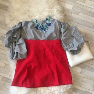 Striped cold shoulder top